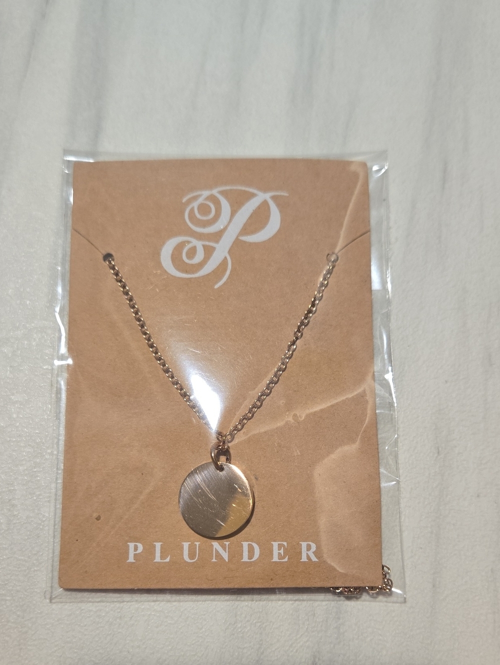 Plunder  Gold Round Pendant Necklace